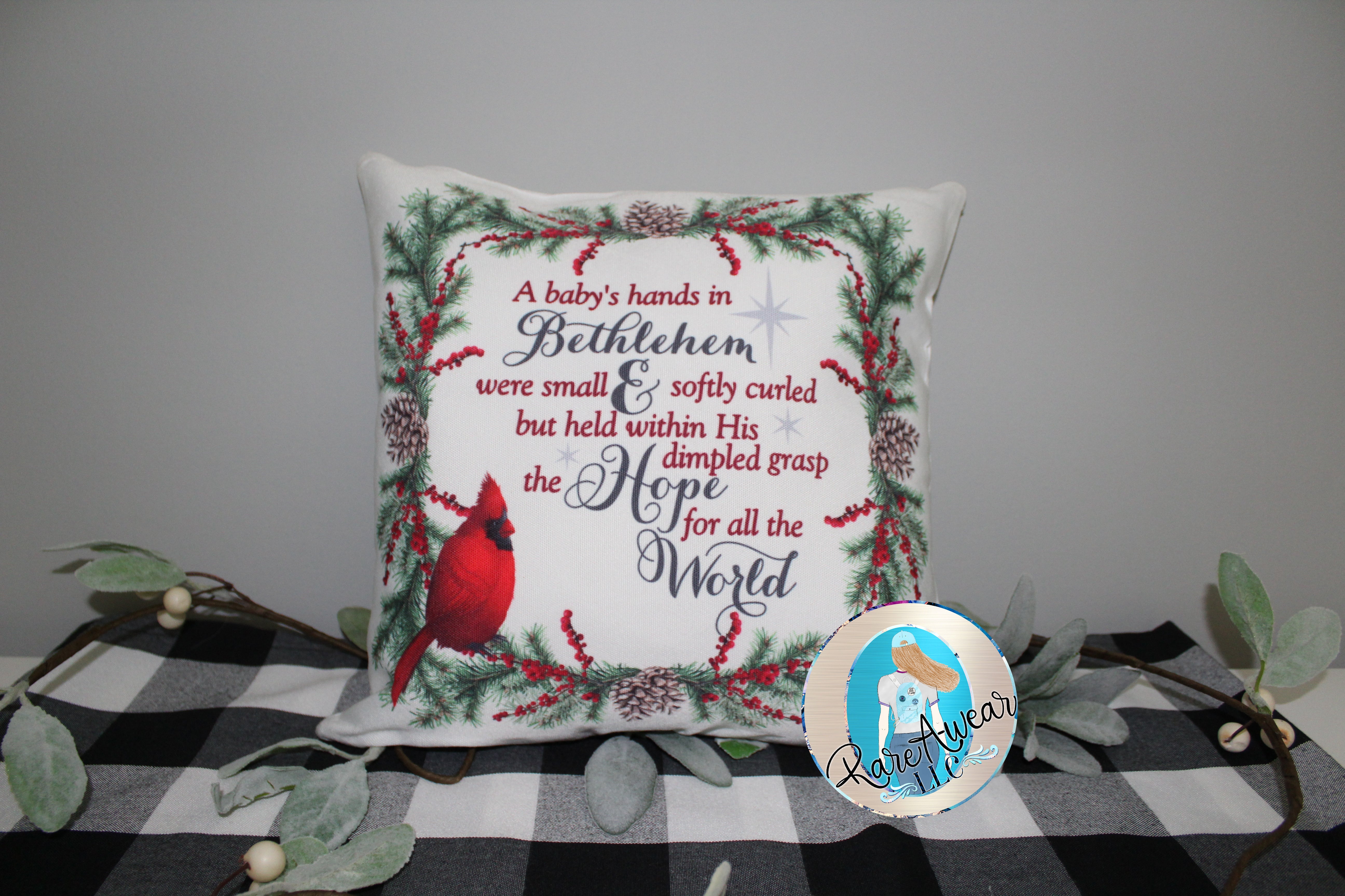 A Baby's Hands in Bethlehem Canvas Throw Pillow