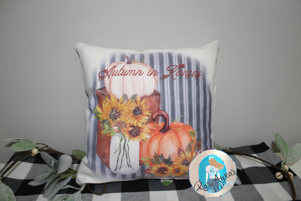 Autumn in Kansas Throw Pillow (14 x 14)