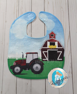 Red Tractor Farm Baby Bib