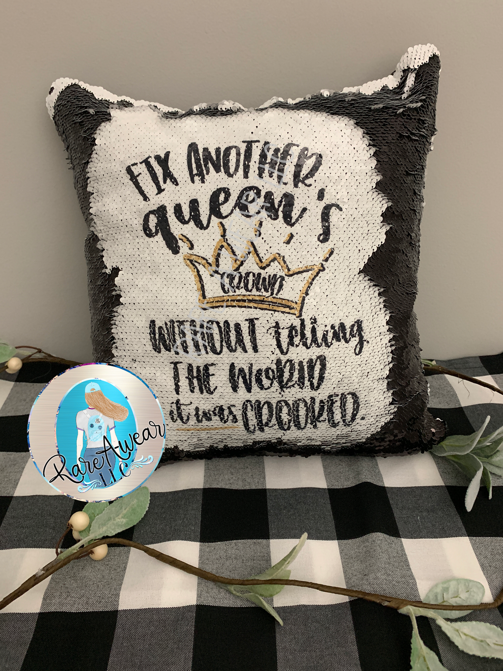 Fix Another Queen's Crown Sequin Pillow