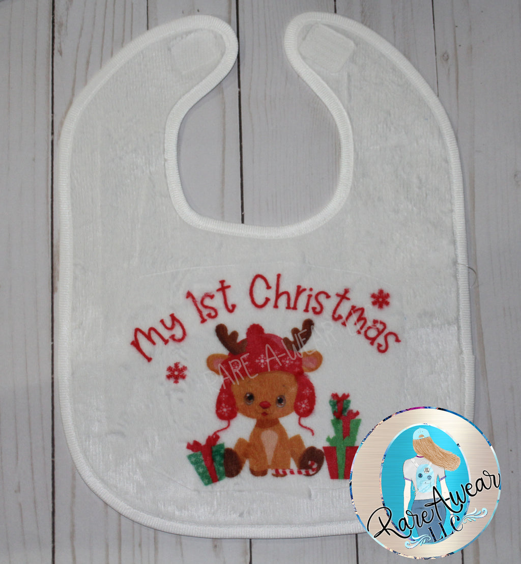 My 1st Christmas Reindeer Baby Bib