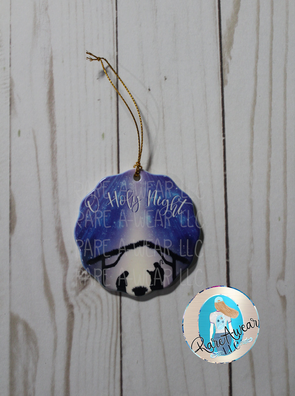 O Holy Night Scalloped Porcelain Christmas Ornament