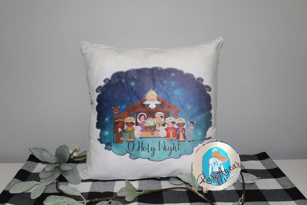 O Holy Night Nativity Plush Throw Pillow