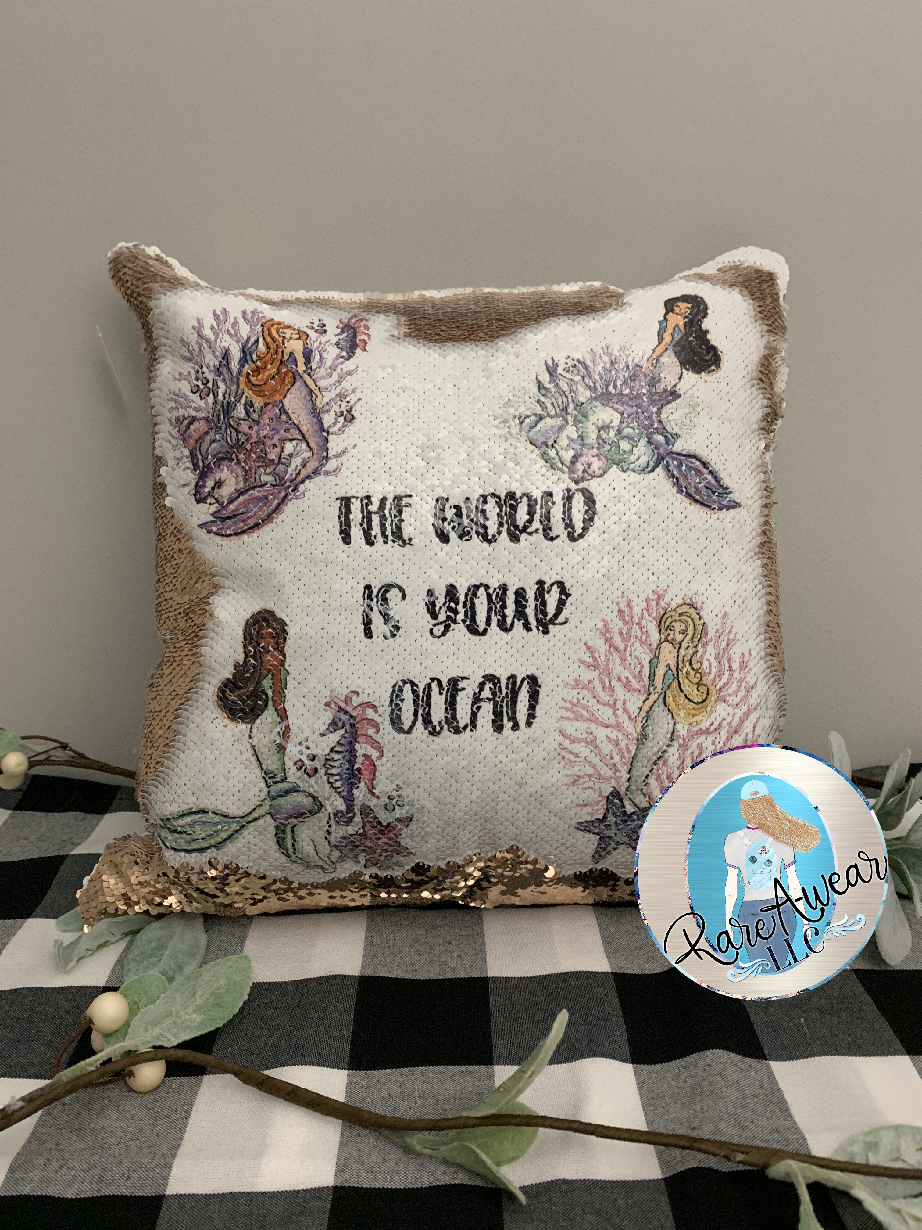 The World is Your Ocean Sequin Pillow