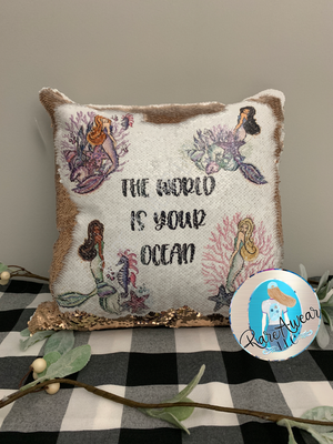 The World is Your Ocean Sequin Pillow